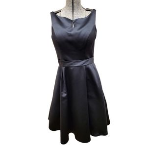 Black Satin Vintage style swing skirt dress